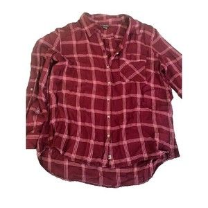 EDDIE BAUER Women's Long Sleeve Button Down Plaid Flannel Size XL English Core